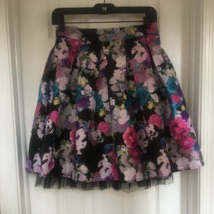 DISNEY Girls Floral Tulle Lined Shiny Skirt Sz Lg